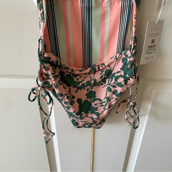 Maaji Peach and Green Floral Side Ties One Piece Swimsuit Size Medium - Picture 11 of 13